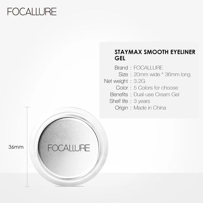 FOCALLURE 5 Color Eyebrow Pomade Eyebrow Eyeliner Gel Waterproof Long-lasting Creamy Texture Tinted Sculpted Brow Gel with Brush
