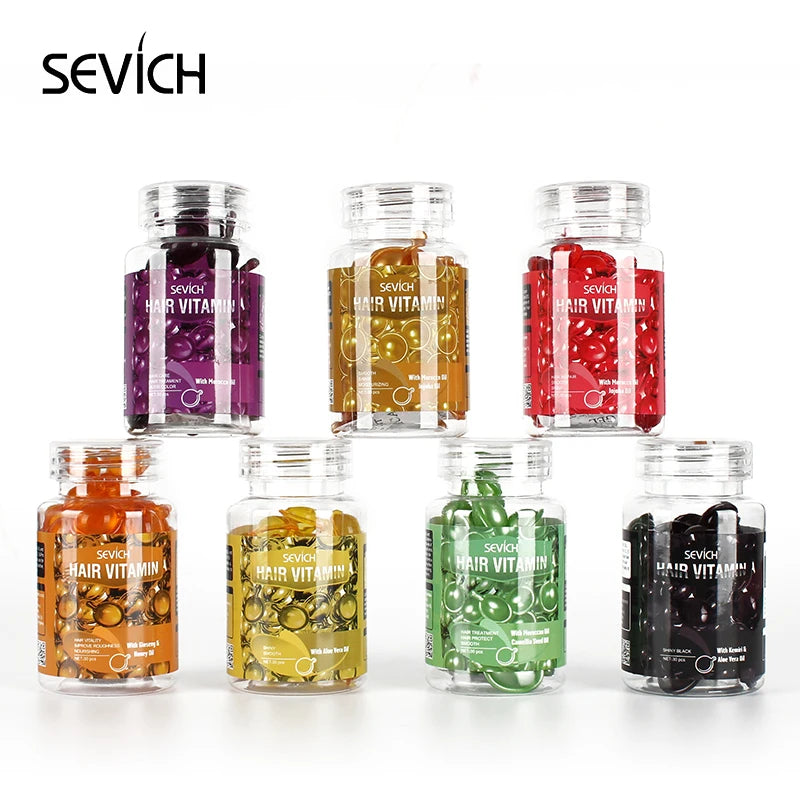 Sevich 3PCS/SET Keratin Complex Oil Hair Vitamin Capsule Set  Moroccan Hair Care Oil Smooth Repair Damaged Hair Treatment Serum 30PCs / Bottle