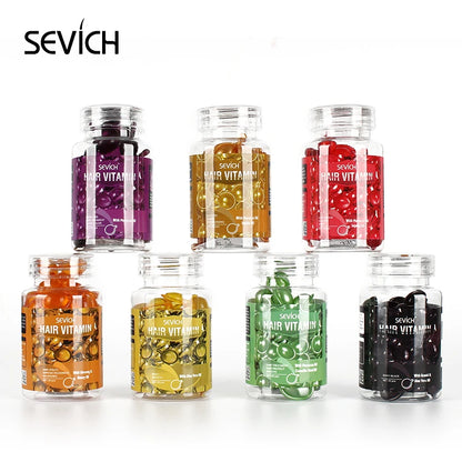 Sevich 3PCS/SET Keratin Complex Oil Hair Vitamin Capsule Set  Moroccan Hair Care Oil Smooth Repair Damaged Hair Treatment Serum 30PCs / Bottle