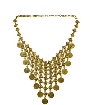 Bohemian Turkish Ethnic Metal Gypsy Beach Choker Bib Coin Tassel Collar Necklace For Women Indian Charm Turk Party Jewelry