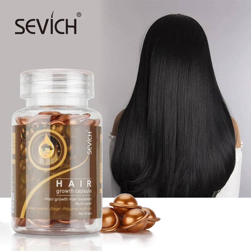 Sevich 30Pcs/bottle Ginger Anti-Hair Loss Capsules Hair Growth Conditioning Oil Vitamin Repair Dry Hair Scalp Care Products