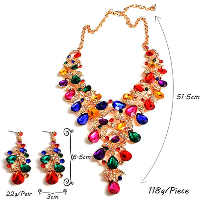 Statement Luxury Necklace Accessories High-quality Handmade Fashion Colorful Crystals Rhinestones Necklaces Jewelry For Women