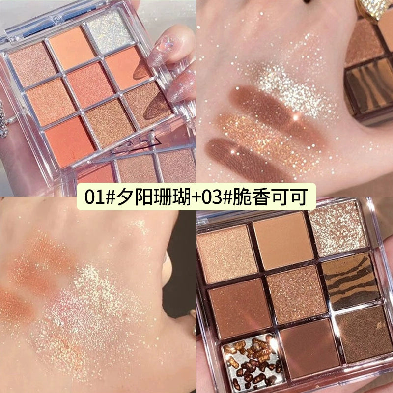 Chocolate Jiugongge Glitter Matte Nude Makeup Eye Shadow Platte