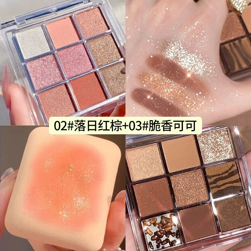Chocolate Jiugongge Glitter Matte Nude Makeup Eye Shadow Platte