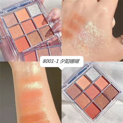 Chocolate Jiugongge Glitter Matte Nude Makeup Eye Shadow Platte