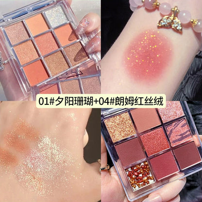 Chocolate Jiugongge Glitter Matte Nude Makeup Eye Shadow Platte