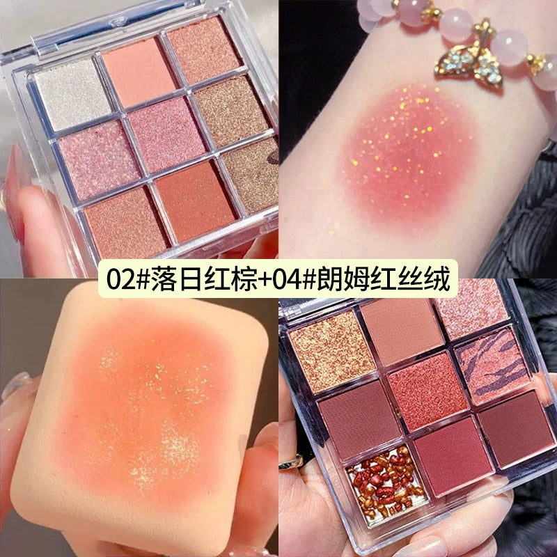 Chocolate Jiugongge Glitter Matte Nude Makeup Eye Shadow Platte