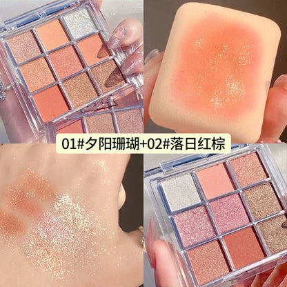 Chocolate Jiugongge Glitter Matte Nude Makeup Eye Shadow Platte