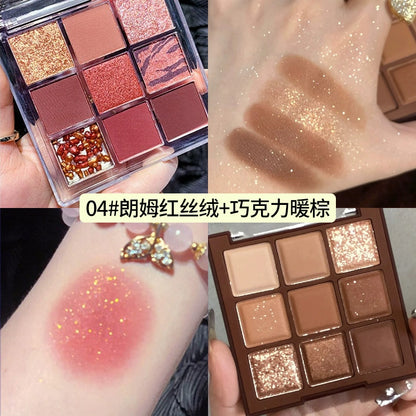 Chocolate Jiugongge Glitter Matte Nude Makeup Eye Shadow Platte