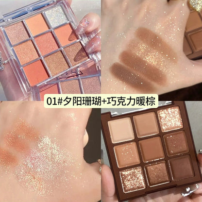 Chocolate Jiugongge Glitter Matte Nude Makeup Eye Shadow Platte
