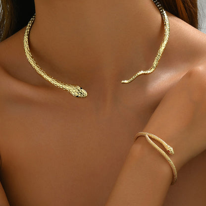 Simple Women's Necklace Bracelet Suit Personality Spirit Snake