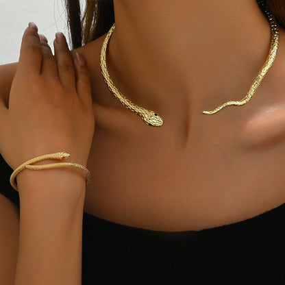 Simple Women's Necklace Bracelet Suit Personality Spirit Snake
