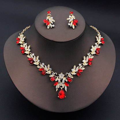 Luxury Fashion Necklace Sets for Women Dangle Earrings Princess Collar Two Piece Set Bride Jewelry Bridal Wedding Accessories