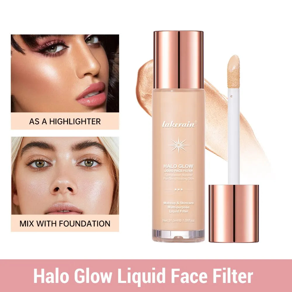 Halo Glow Liquid Filter Liquid Highlighter Face Contouring Pearlescent Makeup Brightener Bronzer Glow Body Face Contour Shimmer