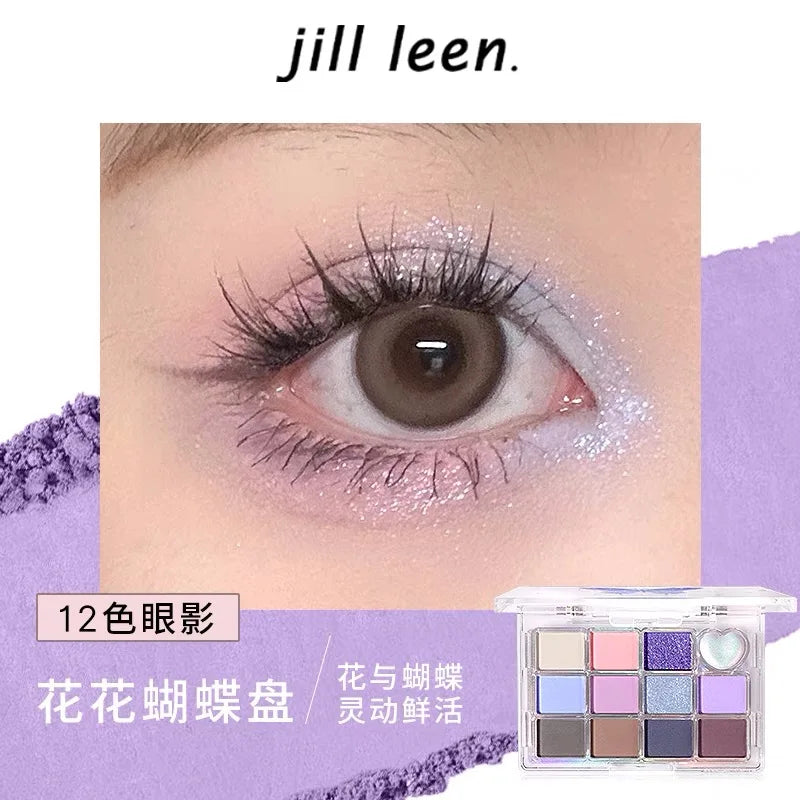 JILL LEEN Flower Butterfly Twelve-Color Eyeshadow Palette Matte Milk Tea Earth Makeup