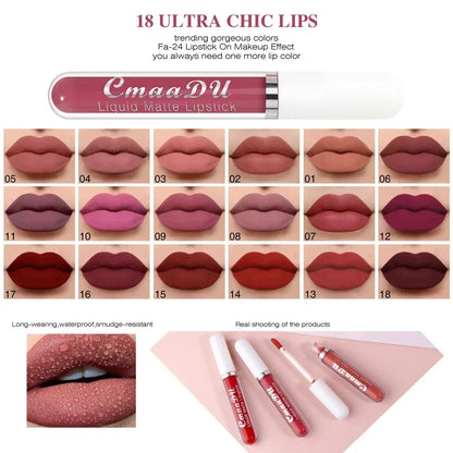 CmaaDU Lipstick Waterproof Long lasting Make-up for women Cosmetics Korean Matte lipstick