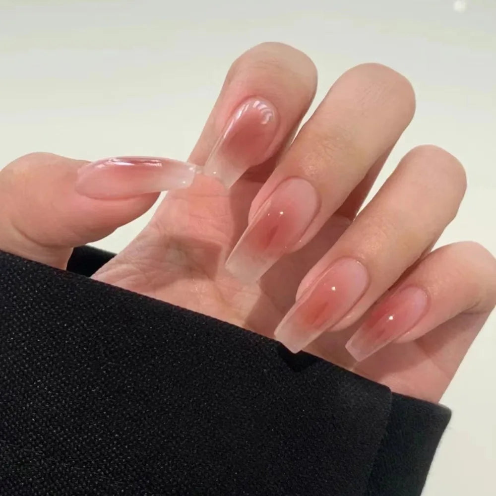 24pcs Long Ballet Fake Nails French Gradient False Nail Waterproof Faux Fingernails Red Snake Pattern Design Press on Nail Tips