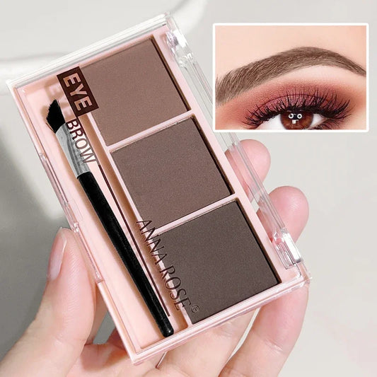 3-Shade Eyebrow Powder Palette - Long-Lasting, Waterproof and Sweat-Proof, Natural Eyebrow Powder for All Skin Types