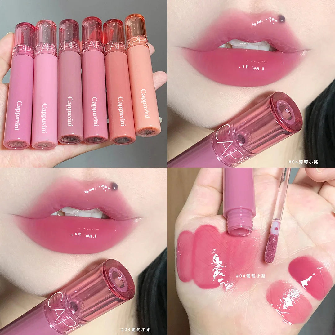 Cappuvini Juice Jelly Lip Gloss Long Lasting Moisturizer Water Light Lipstick Mirror Gloss Lipstick Affordable Makeup