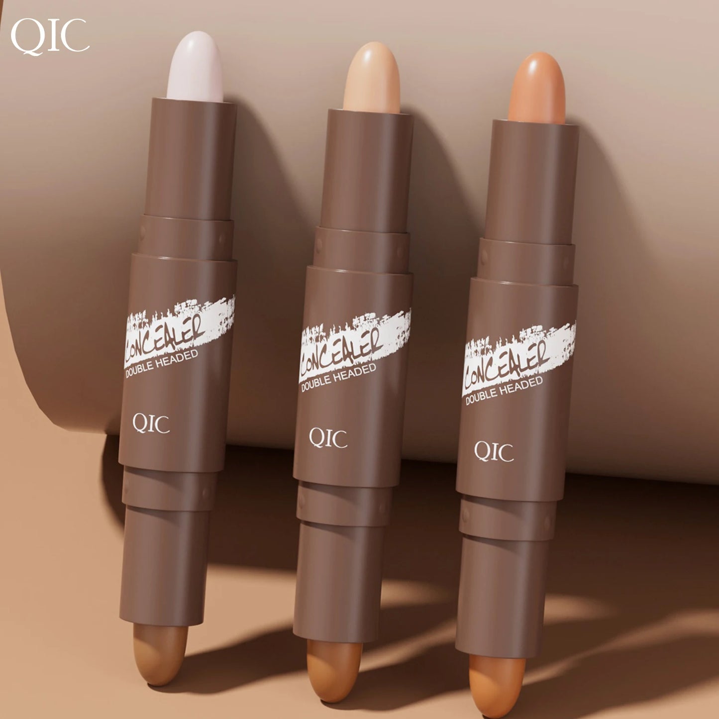 QIC Brown Tube Dual Ended Finishing Stick Concealer Shadow Face Contouring Concealer Stick