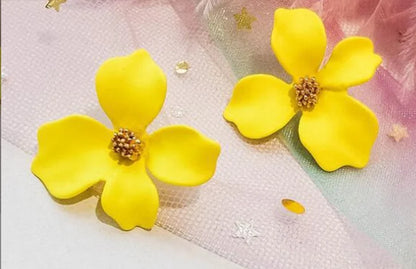 S925 Silver Needle Senior Red Petals Net Red Temperament Cute Small Flower Earrings Female Jewelry Earings Fashion Jewelry