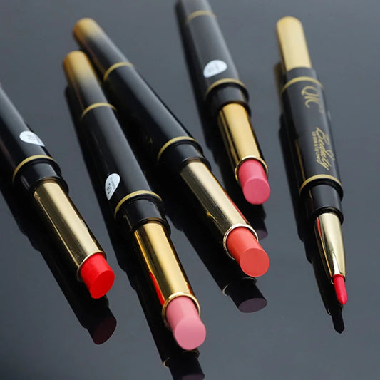 2 IN 1 Lip Liner Waterproof Matte Lipstick Pencil Sexy Red Long Lasting Lipliner Makeup Cosmetics