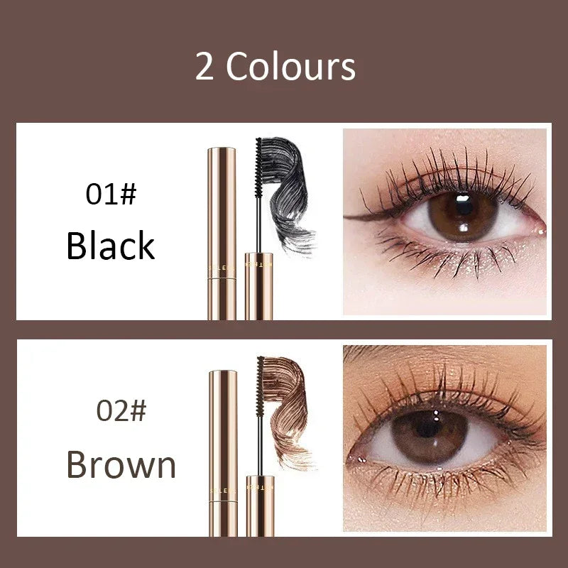 Silk Fiber Matte Mascara Makeup Ultra-Fine Brush Lengthens Eyelashes Waterproof Fast Dry Brown Black Curling Mascara Cosmetic