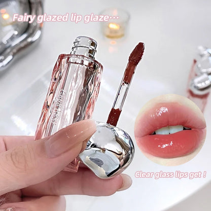 Crystal translucent lip glaze moisturizing water is not easy to fade natural color mouth red lip glaze