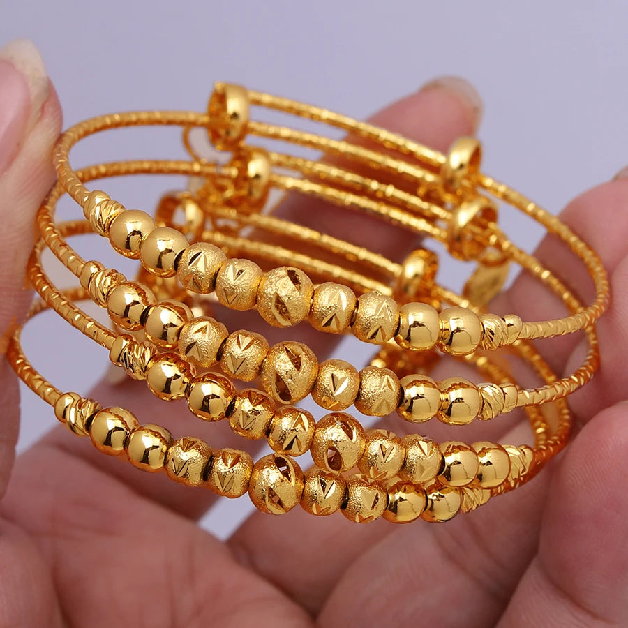 Goldlen Middle East 4 pieces/batch Copper Bracelets Dubai Women's Fashion Jewelry Bride Wedding Gift