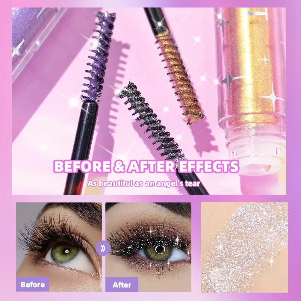 Sliver Gold Purple Diamond Glitter Mascara Quick Dry Long Lasting Waterproof Curling Thick Shiny Eyelash Sexy Mascara Makeup