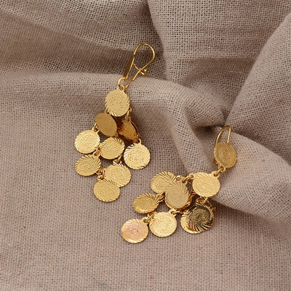 Coin Gold Color Earring For Women Arab Charm Pendant Earrings Banquet Jewelry Coin Earrings