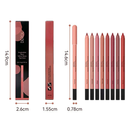 DEROL Lip liner Pencil Waterproof Nude Brown Lip Liner Lipstick Pen Matte Pink Contour Tint Lasting Non-stick Cup Lips Makeup