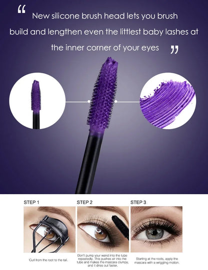 Maxfine 5d Three-dimensional Mascara Purple Blue White Multi-color Mascara Base Long-lasting Non-smudge Long-lasting Curling Shaping Mas