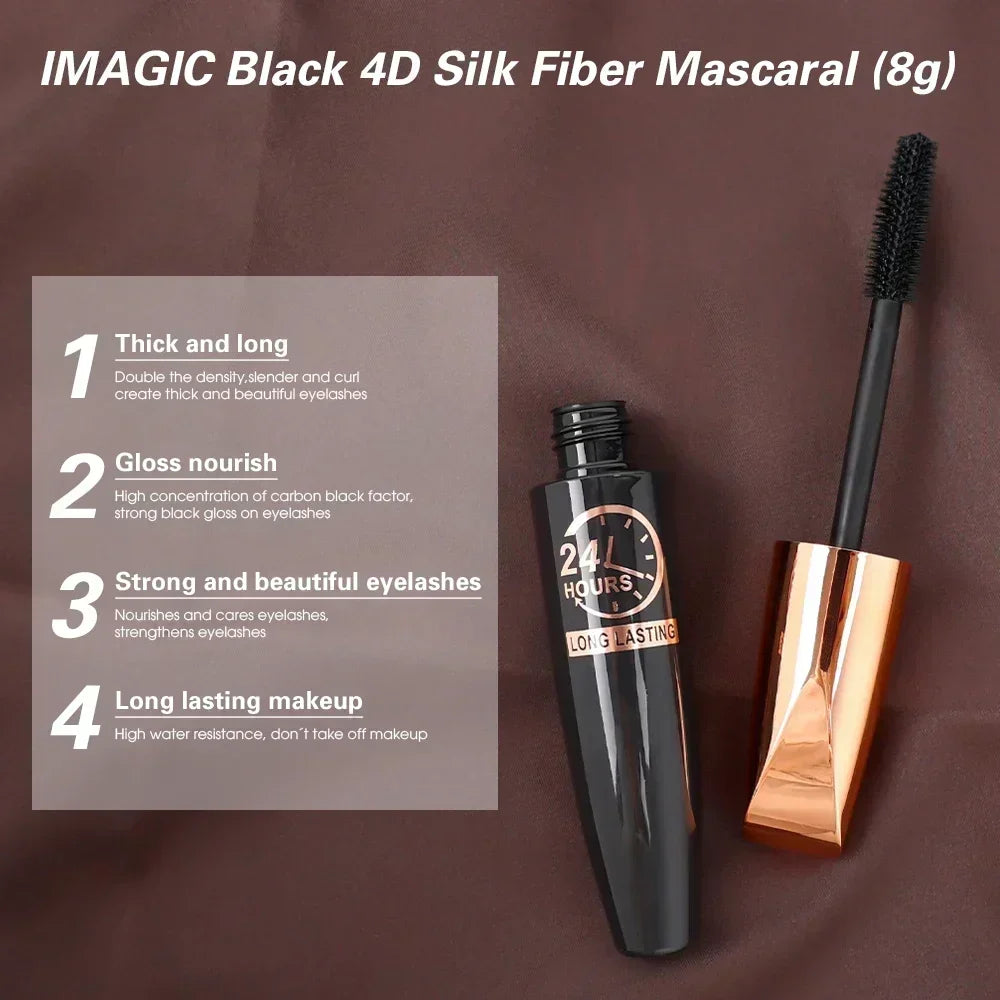 eelhoe 5D Waterproof Mascara Lengthening Eyelashes Women's Make-up Waterproof Mascara Black Silk Fibre Mascara New