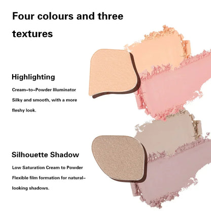 4Color Eyeshadow Palette Blush Eyeliner Eyeshadow Highlight Contour Palette Eyes Makeup Cute Beauty Cosmetics