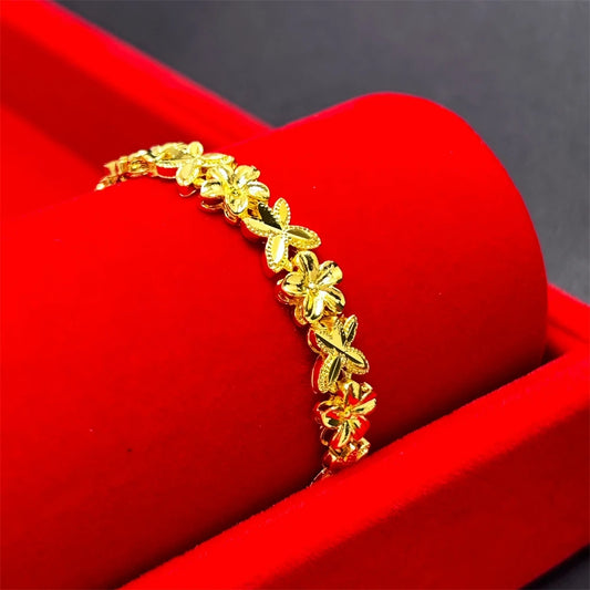 Women's Hand Bracelets Gold Color Stars Crown Cuff Link Chain Bangles Wristband High Quality Luxury Dubai Gold Jewelry Gifts