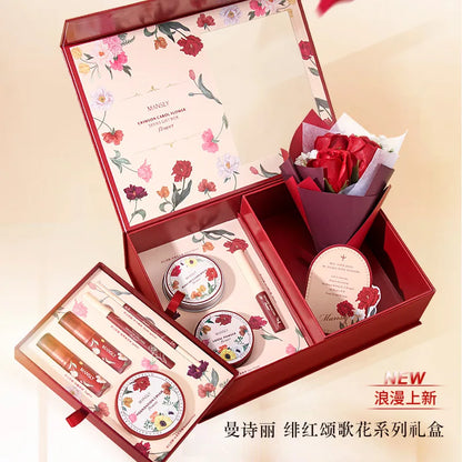 Manshili Crimson Carol Flower Series Gift Box holiday's Day Gift Set Makeup Set Confession Gift Box
