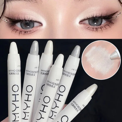 MYHO Pearlescent Matte White Highlighter Pencil Waterproof Shimmer Lasting Glitter Lying Silkworm Eyeshadow Stick Eyes Makeup