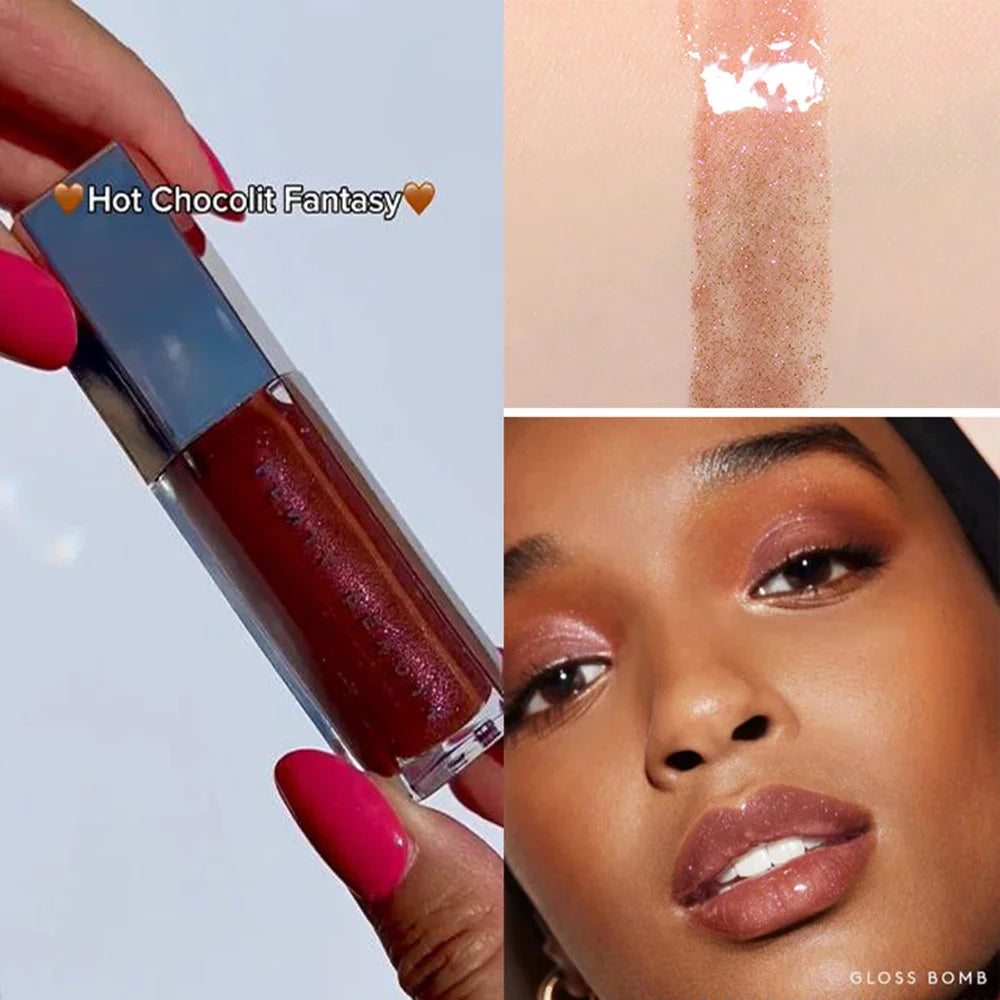 FB Gloss Bomb Cream Color Drip Lip Cream Heat Liquid Lipstick Hydrating Plumping Long Lasting Lip Gloss Lip Makeup for Women 9ml