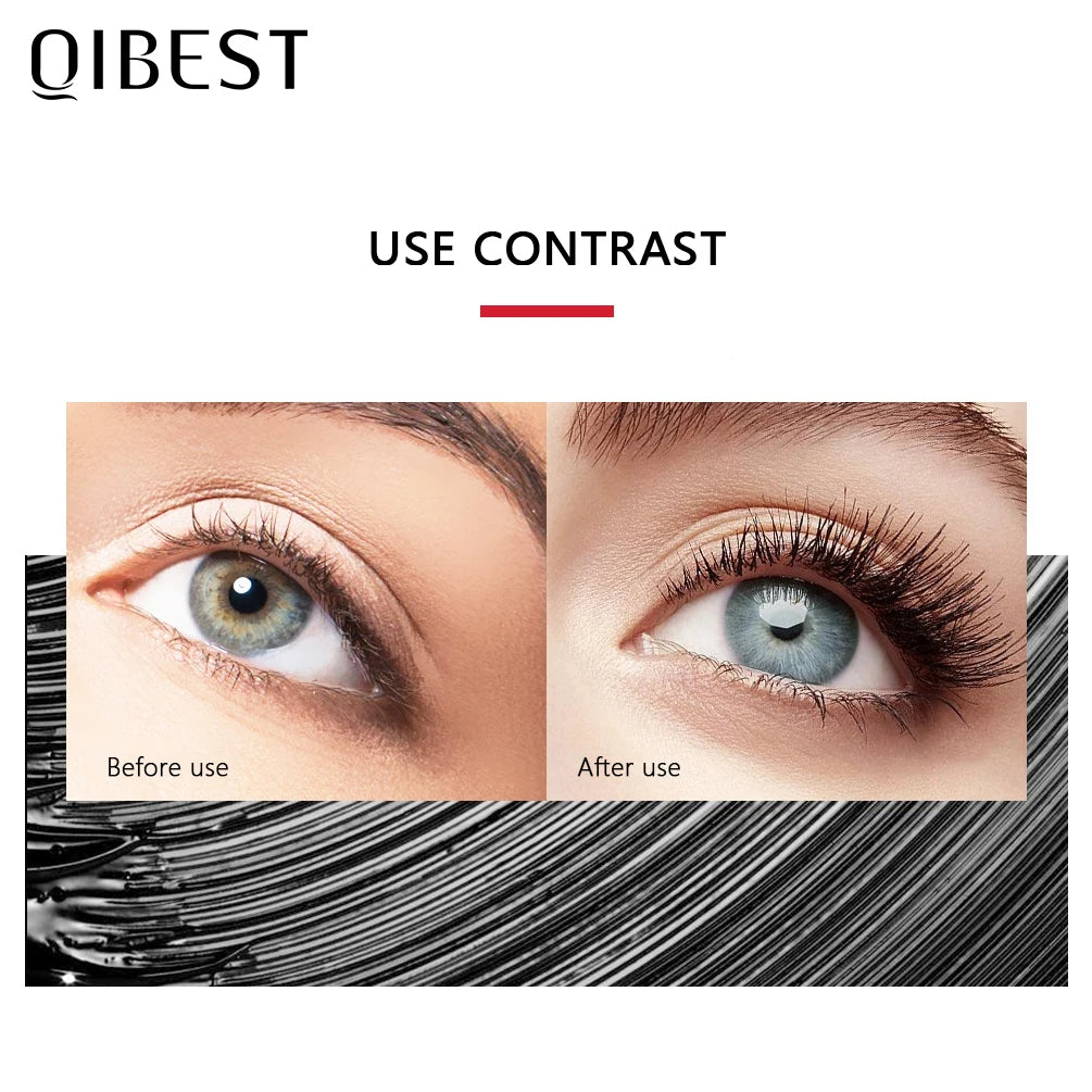 QIBEST Black Mascara Eyelashes Mascara 4D Silky Eyelashes Lengthening Eyelashes Makeup Waterproof Mascara Volume Eye Cosmetics