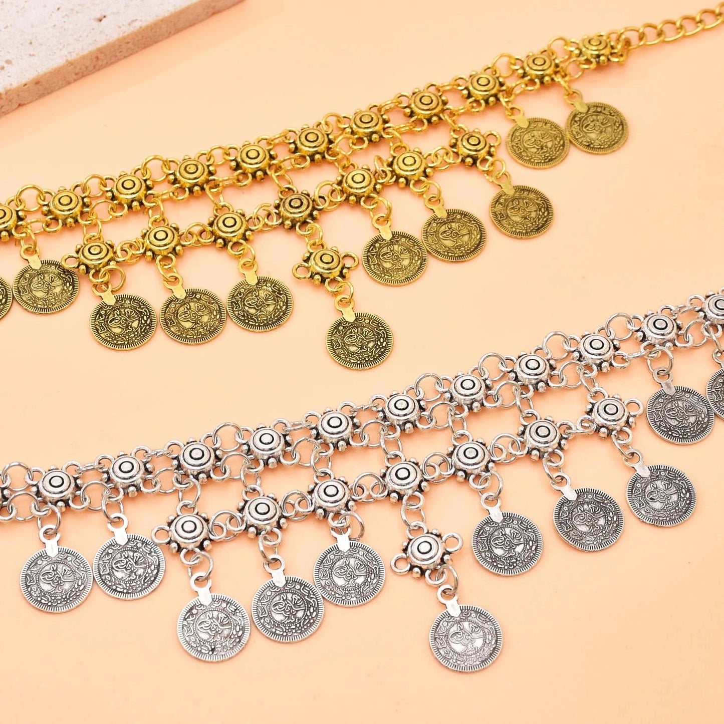 Traditional Turkish Coins Tassel Pendant Necklace for Women Vintage Gypsy Ethnic Tribal Choker Collar Statement Jewelry