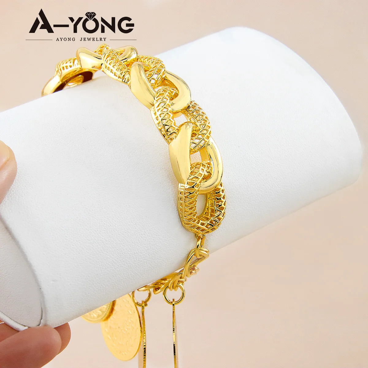 Punk Coins Bracelet 21k Gold Plated Turkish Fashion Gold Bangles Woman Festival Event Party Jewelry
