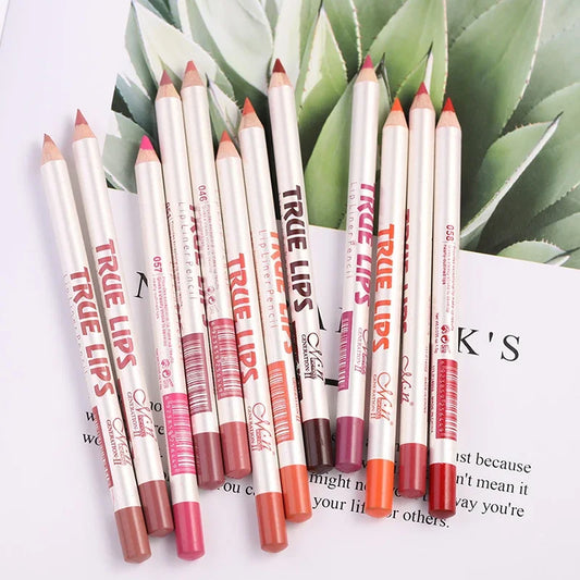 Cosmetic Nude Matte Lipstick Pen Wooden Lip Liner Waterproof Lady Lip Liner Soft Pencil Contour Makeup Lipstick Tool