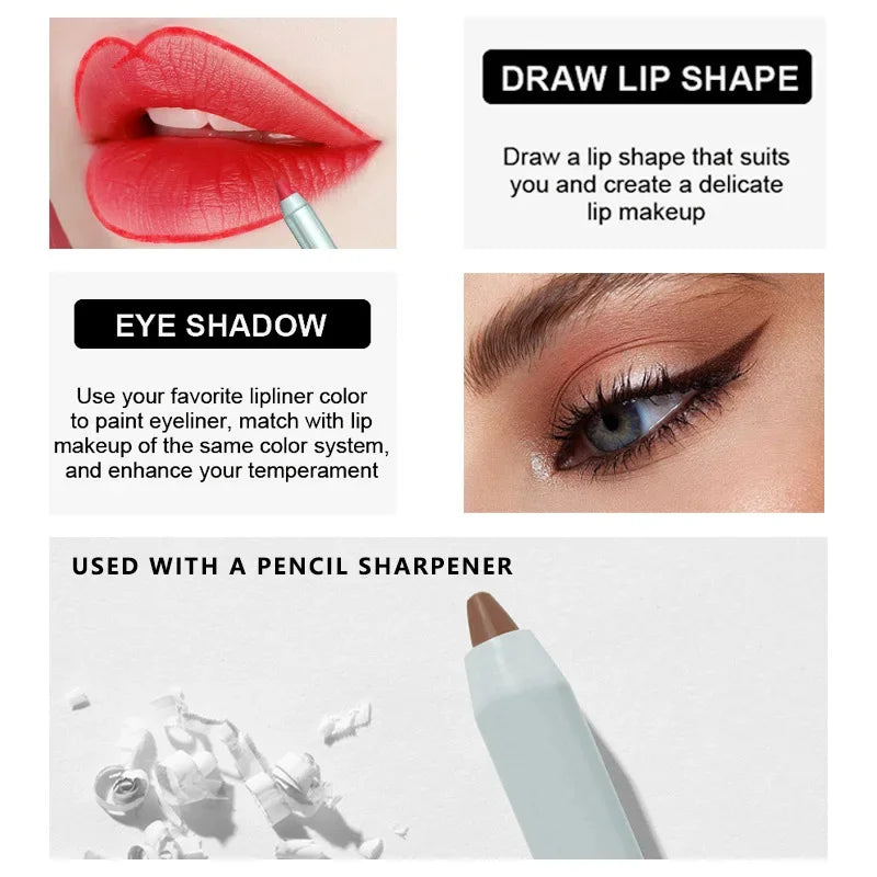 Choose Rasme 12 Color Matte Lip Liner Pencil Case Waterproof Matte Hook Line Lipstick Pen Foam Pen Without Fading Lip Line