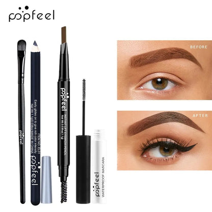 POPFEEL Makeup Set, Eye shadow Palette + Eyeliner/ Eyebrow Pen, Mascara and Makeup Brushes Set, All In One Makeup Set Box