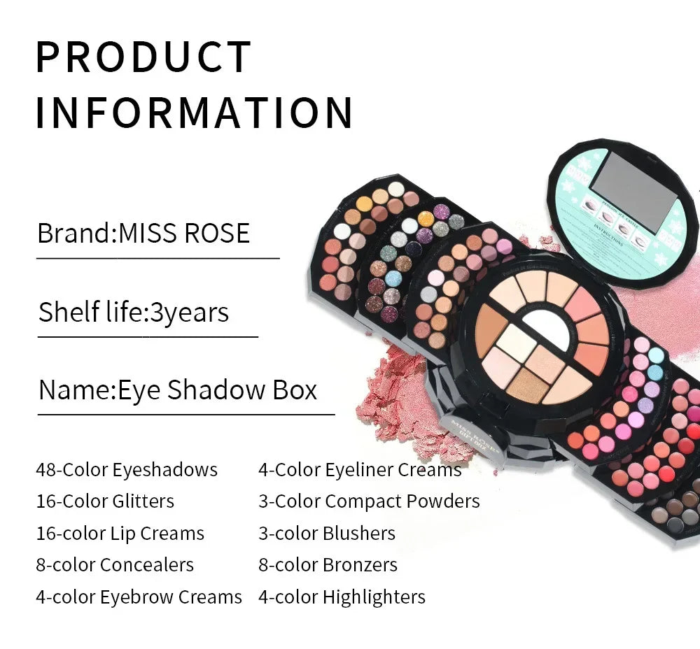 Miss Rose Make Up Sets for Women Kit Pro Makeup Palette Waterproof Eye shadow Blush Lipstick Eyeliner Concealer Cosmetics