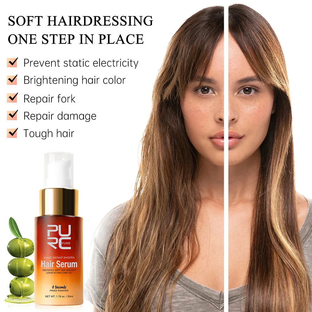 PURC Magic Smoothing Hair Serum Leave-In Hair Oil Repair Dry Damaged Frizzy Hair Treatment Conditioner Professional Hair Care