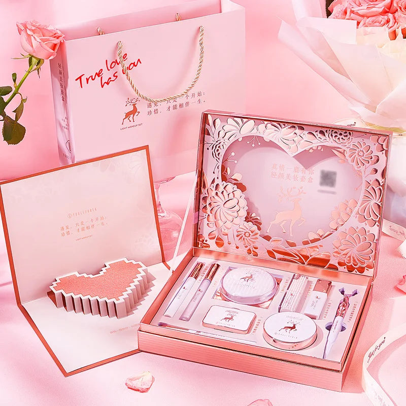 Makeup Cosmetic Set Oriental Beauty Lotus Pond Moonlight Gift Box Velvet Lipstick Ivory Concealer Eye Shadow Setting Powder