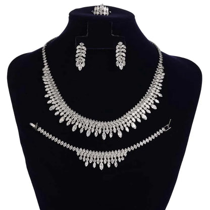 Jewelry Set HADIYANA New Necklace Bracelet Ring Earrings Bridal Wedding Elegant Ladies High Quality Zircon Set Girl Gifts