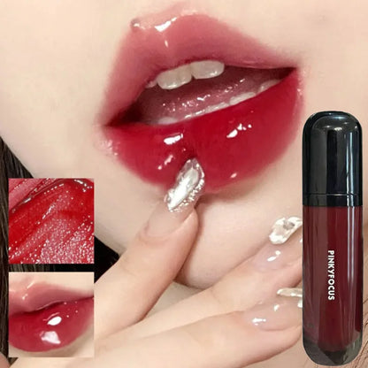 Mirror Lip Gloss Lasting Moisturizing Water Glass Lip Glaze Transparent Tea Red Color Juicy Lip Tint Lips Makeup Cosmetic